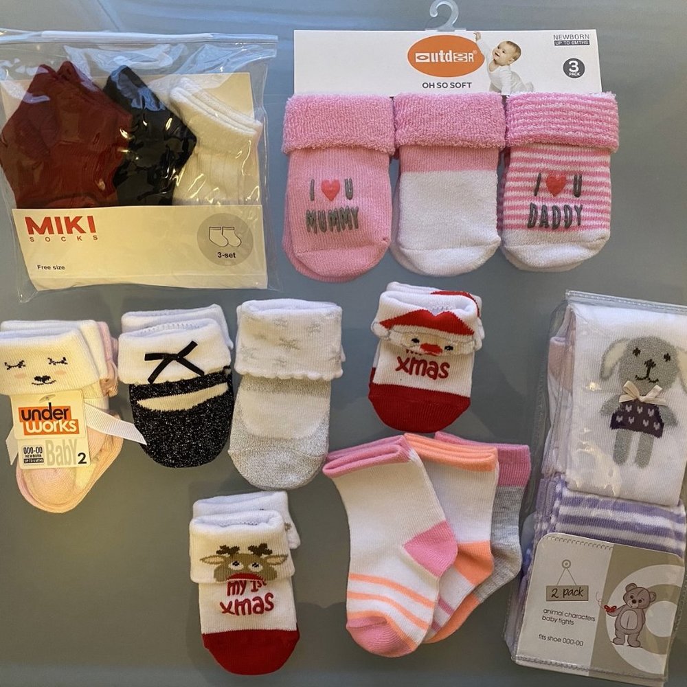 Baby Girl 0-3 3-6 Months Socks Bundles.